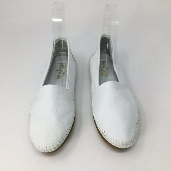 Minnetonka White Leather Moccasins Shoofly NWOT Women's 7 Slip on Loafer Nubby - Picture 6 of 9